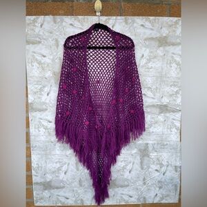 Vintage y2k Betsey Johnson
Purple Triangle Knit / Crochet Scarf / Shawl